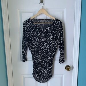 Jennifer Lopez Black and White Patterned Top